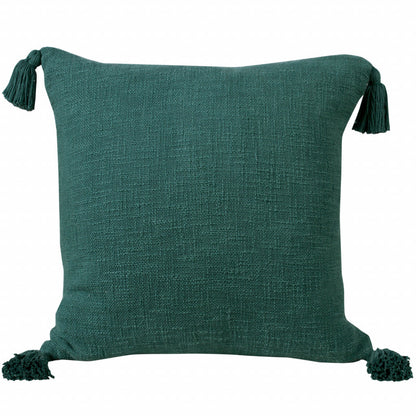 20" X 20" Emerald Green 100% Cotton Zippered Pillow 4.0" (L) x 20.0" (W) x 20.0" (H) FurniFindUSA