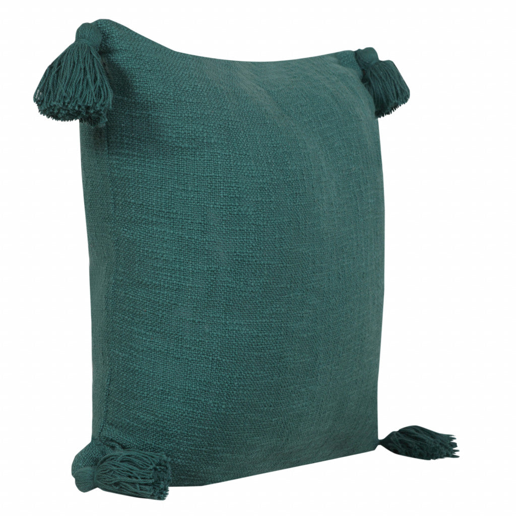 20" X 20" Emerald Green 100% Cotton Zippered Pillow 4.0" (L) x 20.0" (W) x 20.0" (H) FurniFindUSA