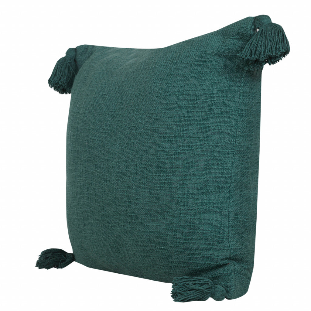 20" X 20" Emerald Green 100% Cotton Zippered Pillow 4.0" (L) x 20.0" (W) x 20.0" (H) FurniFindUSA