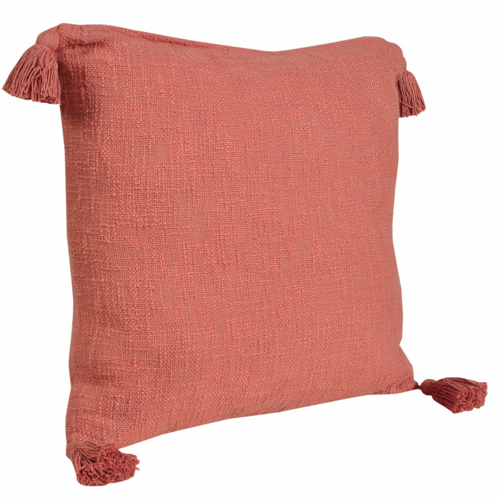 20" X 20" Deep Coral 100% Cotton Zippered Pillow FurniFindUSA
