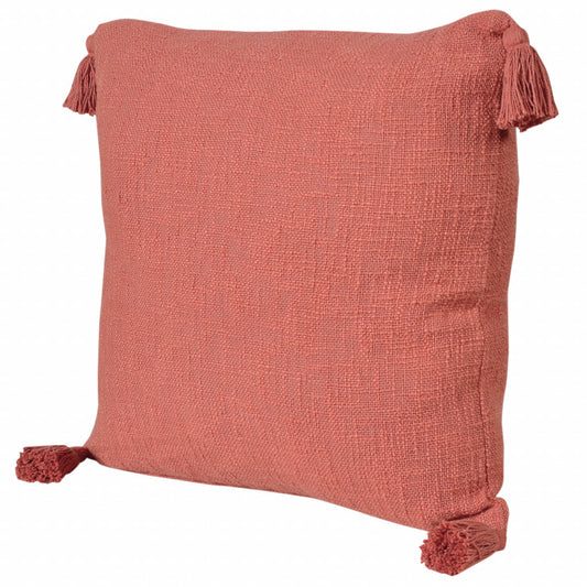 20" X 20" Deep Coral 100% Cotton Zippered Pillow FurniFindUSA