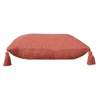 20" X 20" Deep Coral 100% Cotton Zippered Pillow FurniFindUSA