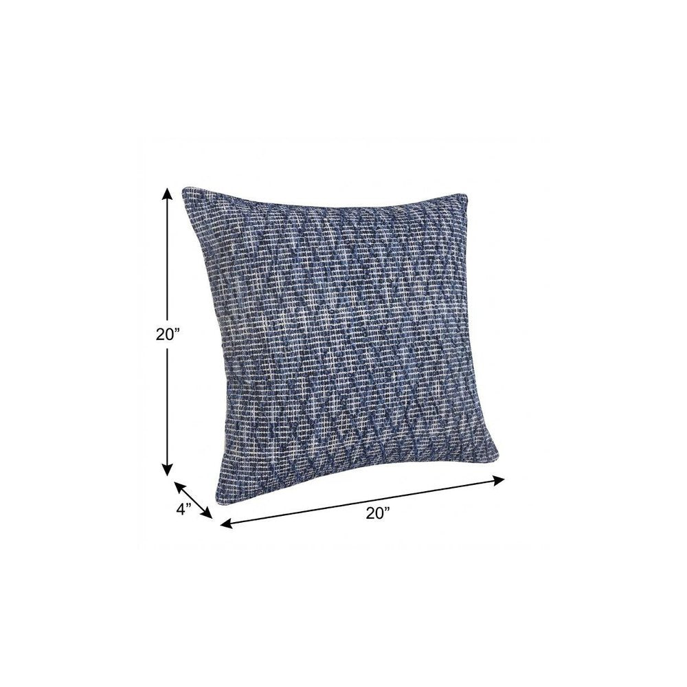 20" Blue Geometric Cotton Throw Pillow — view 9