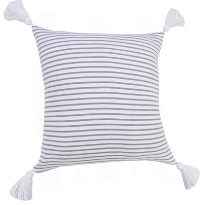 20" X 20" Light Gray And White 100% Cotton Striped Zippered Pillow FurniFindUSA