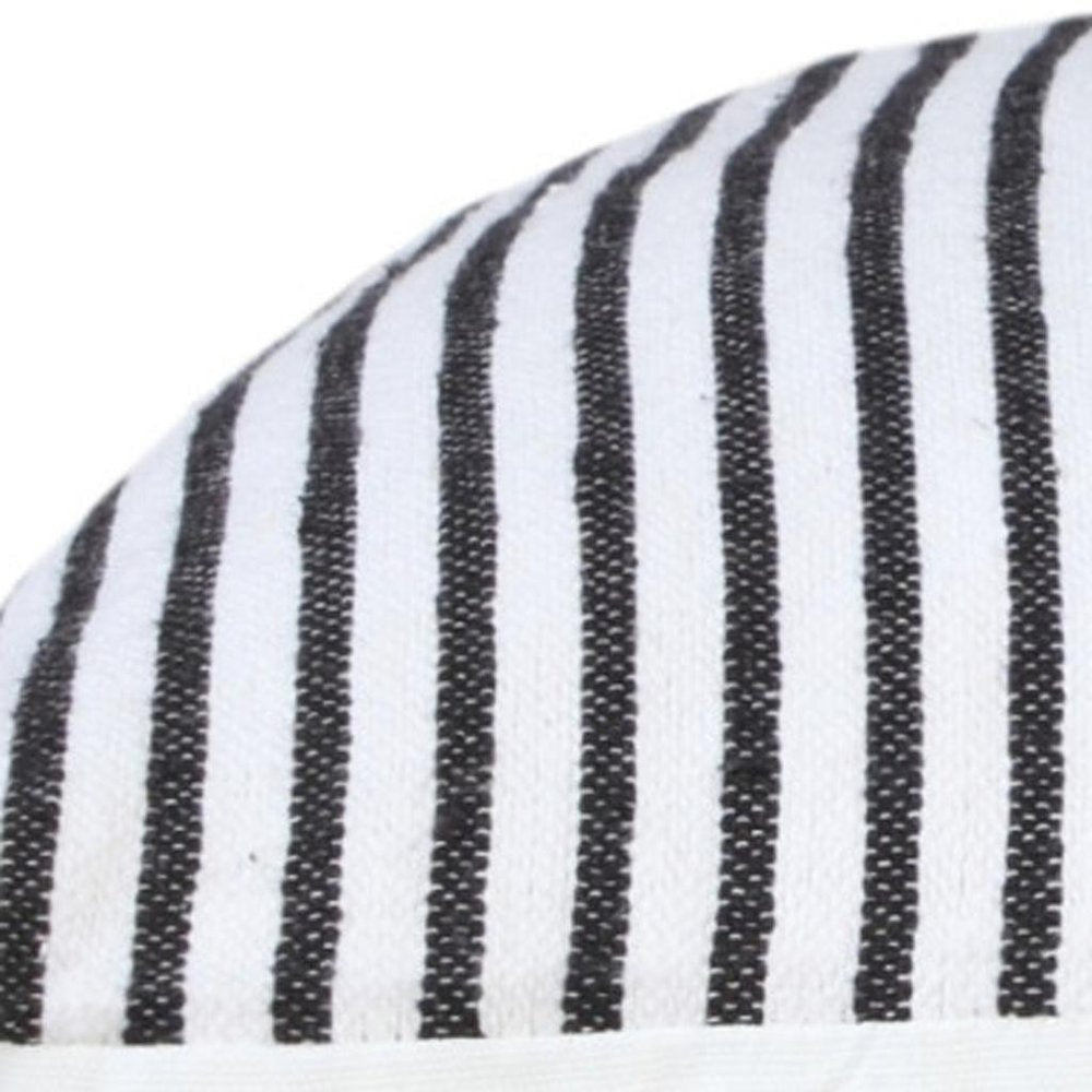 20" X 20" Black And White 100% Cotton Striped Zippered Pillow — view 7