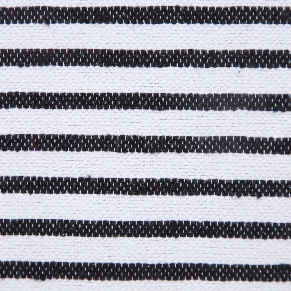 20" X 20" Black And White 100% Cotton Striped Zippered Pillow HomeRoots