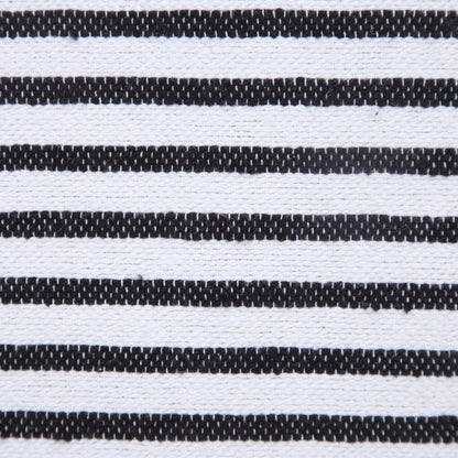 20" X 20" Black And White 100% Cotton Striped Zippered Pillow HomeRoots
