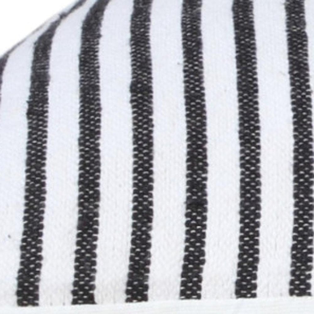 20" X 20" Black And White 100% Cotton Striped Zippered Pillow HomeRoots