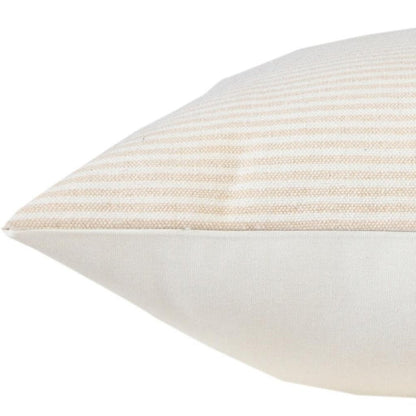 20" X 20" Beige And White 100% Cotton Striped Zippered Pillow HomeRoots