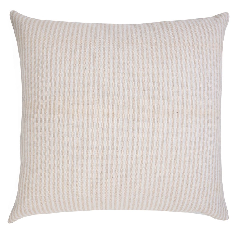 20" X 20" Beige And White 100% Cotton Striped Zippered Pillow — view 1
