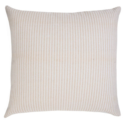 20" X 20" Beige And White 100% Cotton Striped Zippered Pillow HomeRoots