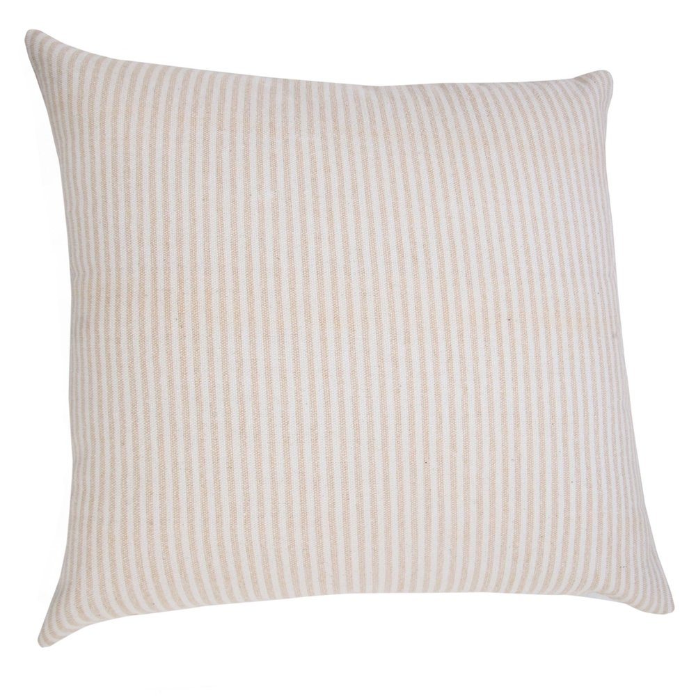 20" X 20" Beige And White 100% Cotton Striped Zippered Pillow — view 4