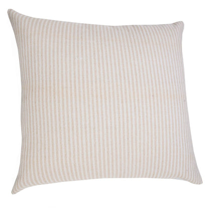 20" X 20" Beige And White 100% Cotton Striped Zippered Pillow HomeRoots