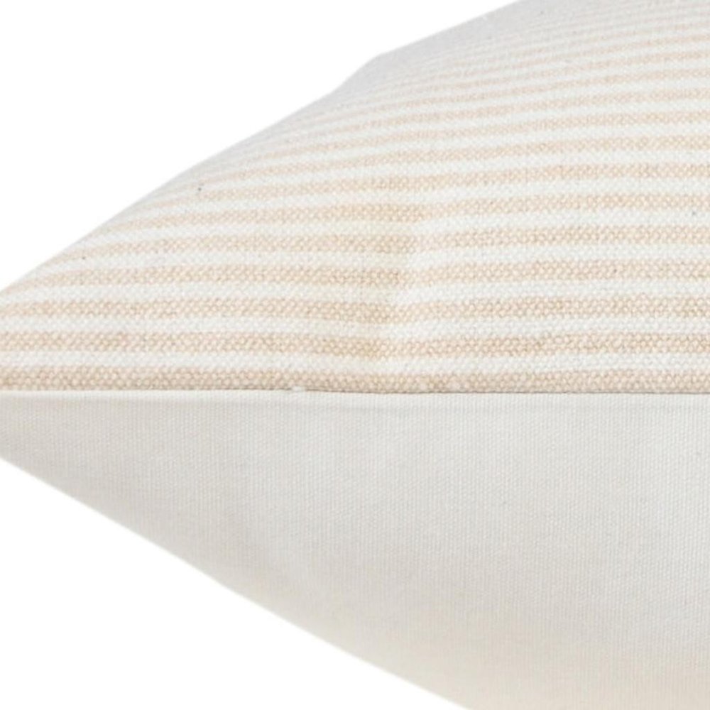 20" X 20" Beige And White 100% Cotton Striped Zippered Pillow — view 7
