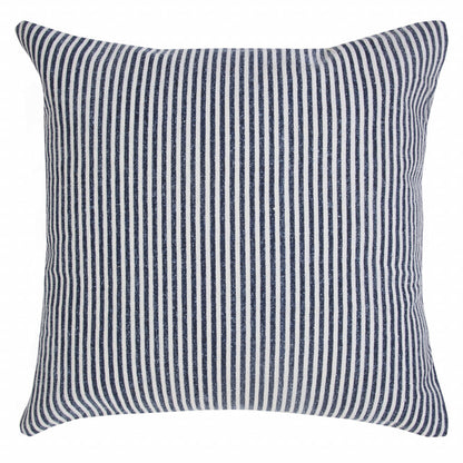 20" X 20" Blue And White 100% Cotton Striped Zippered Pillow FurniFindUSA