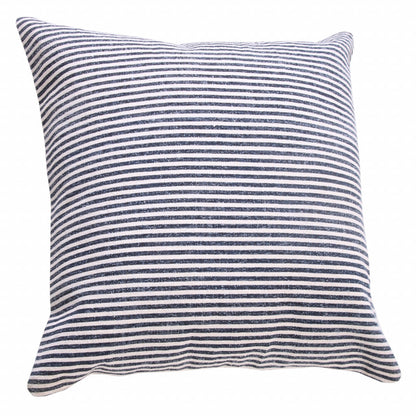 20" X 20" Blue And White 100% Cotton Striped Zippered Pillow FurniFindUSA