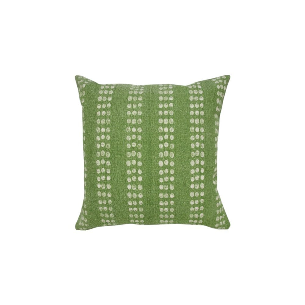 20" X 20" Green And White 100% Cotton Striped Zippered Pillow — view 4