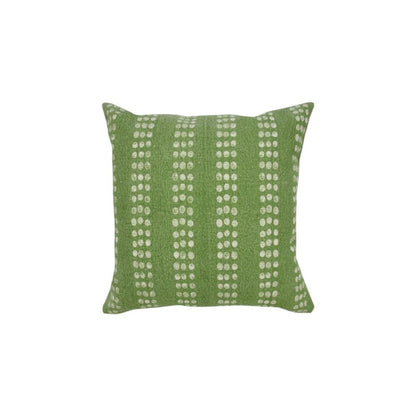 20" X 20" Green And White 100% Cotton Striped Zippered Pillow