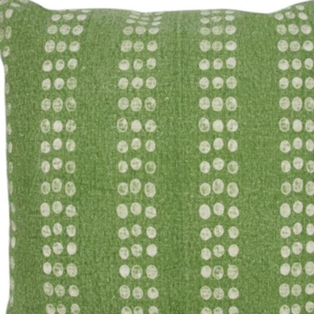 20" X 20" Green And White 100% Cotton Striped Zippered Pillow HomeRoots