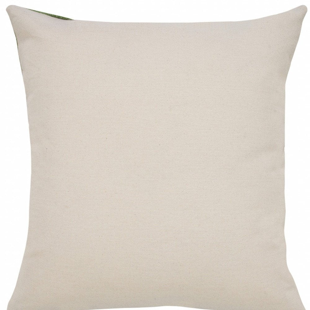 20" X 20" Green And White 100% Cotton Striped Zippered Pillow — view 3