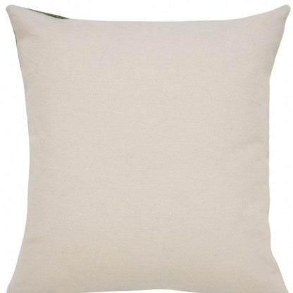 20" X 20" Green And White 100% Cotton Striped Zippered Pillow HomeRoots