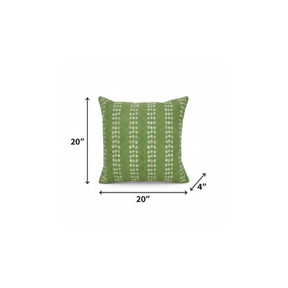 20" X 20" Green And White 100% Cotton Striped Zippered Pillow HomeRoots