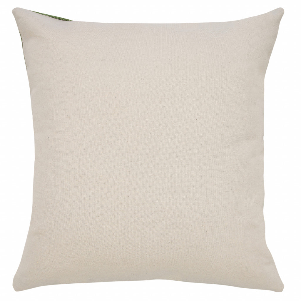 20" X 20" Green And White 100% Cotton Striped Zippered Pillow FurniFindUSA