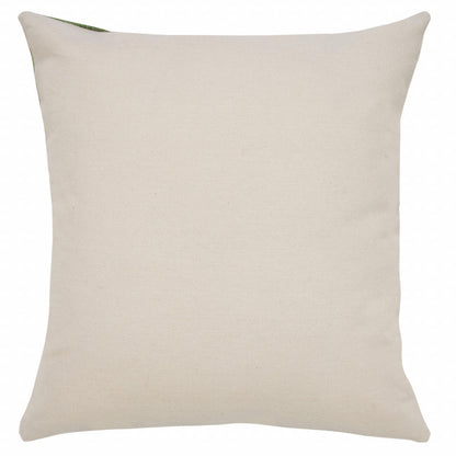 20" X 20" Green And White 100% Cotton Striped Zippered Pillow FurniFindUSA