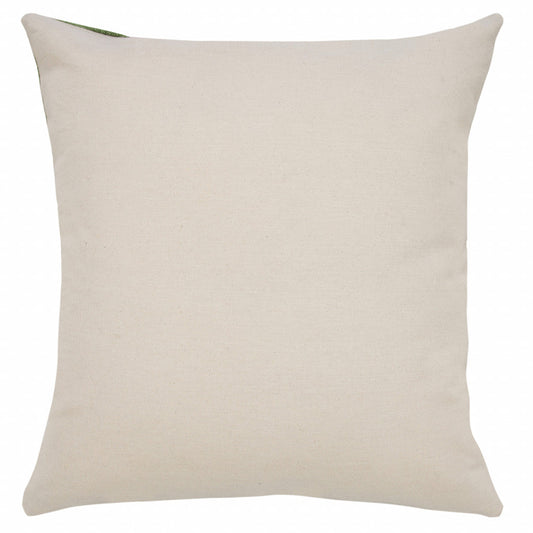 20" X 20" Green And White 100% Cotton Striped Zippered Pillow FurniFindUSA
