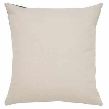 20" X 20" Green And White 100% Cotton Striped Zippered Pillow HomeRoots