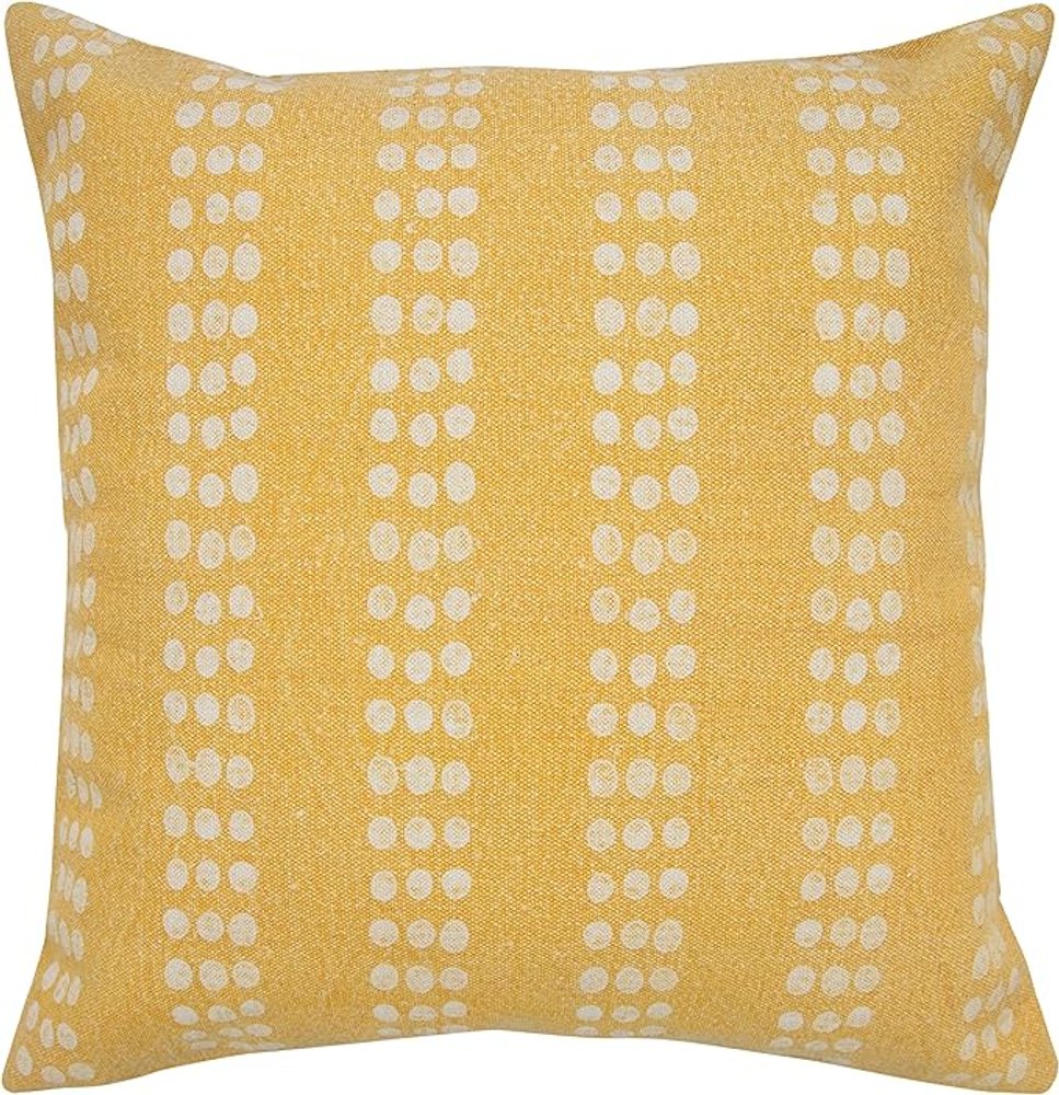 20" X 20" Yellow And White 100% Cotton Striped Zippered Pillow — view 2