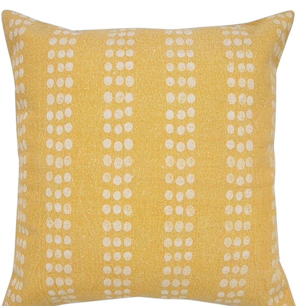 20" X 20" Yellow And White 100% Cotton Striped Zippered Pillow HomeRoots