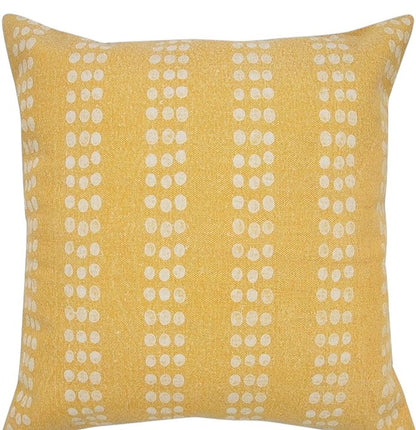 20" X 20" Yellow And White 100% Cotton Striped Zippered Pillow HomeRoots