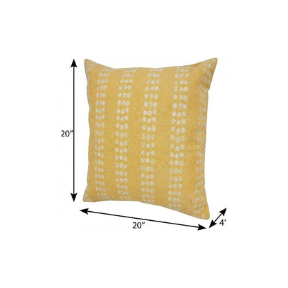 20" X 20" Yellow And White 100% Cotton Striped Zippered Pillow HomeRoots