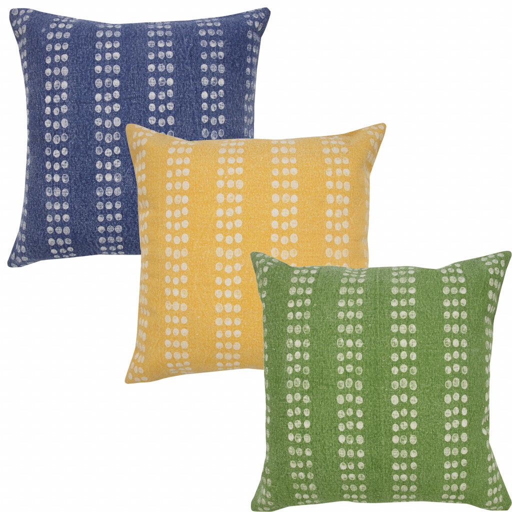 20" X 20" Yellow And White 100% Cotton Striped Zippered Pillow FurniFindUSA
