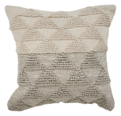 18" X 18" Gray and Beige Geometric Cotton Zippered Pillow FurniFindUSA