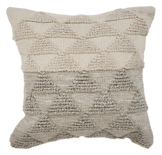 18" X 18" Gray and Beige Geometric Cotton Zippered Pillow FurniFindUSA