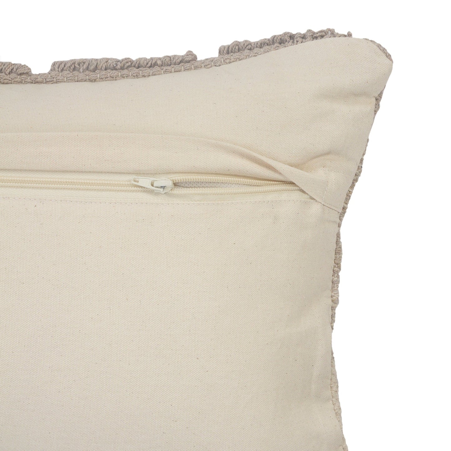 18" X 18" Gray and Beige Geometric Cotton Zippered Pillow FurniFindUSA