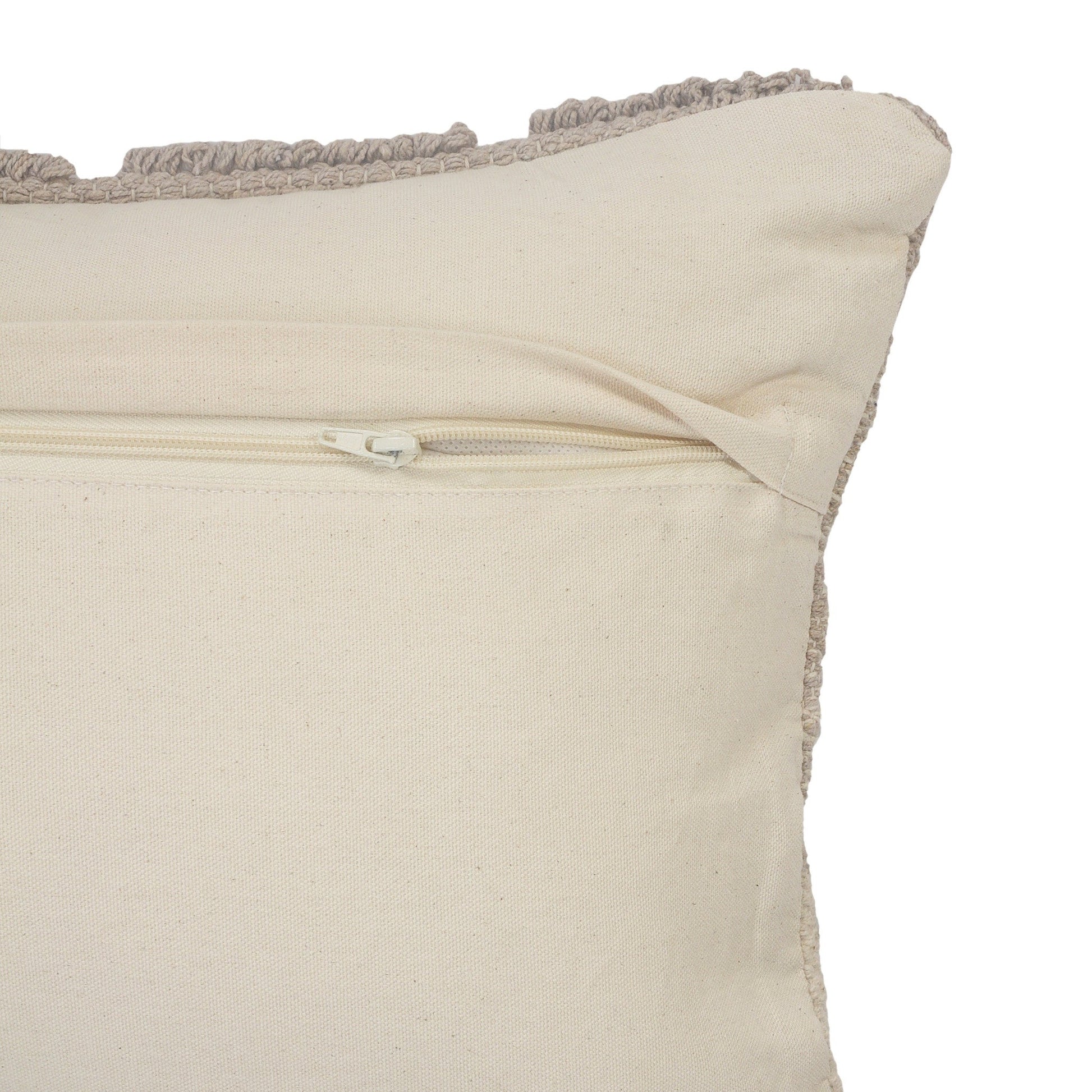 18" X 18" Gray and Beige Geometric Cotton Zippered Pillow FurniFindUSA