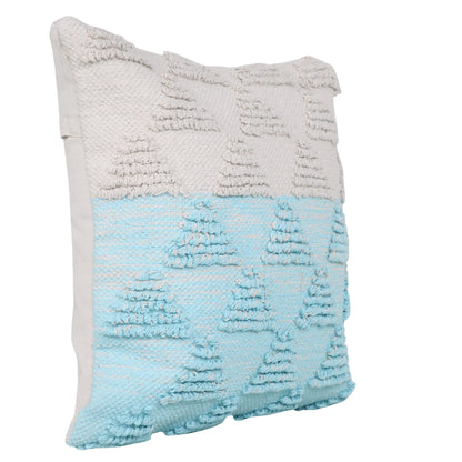 20" X 20" Bright Blue And Off-White 100% Cotton Geometric Zippered Pillow FurniFindUSA