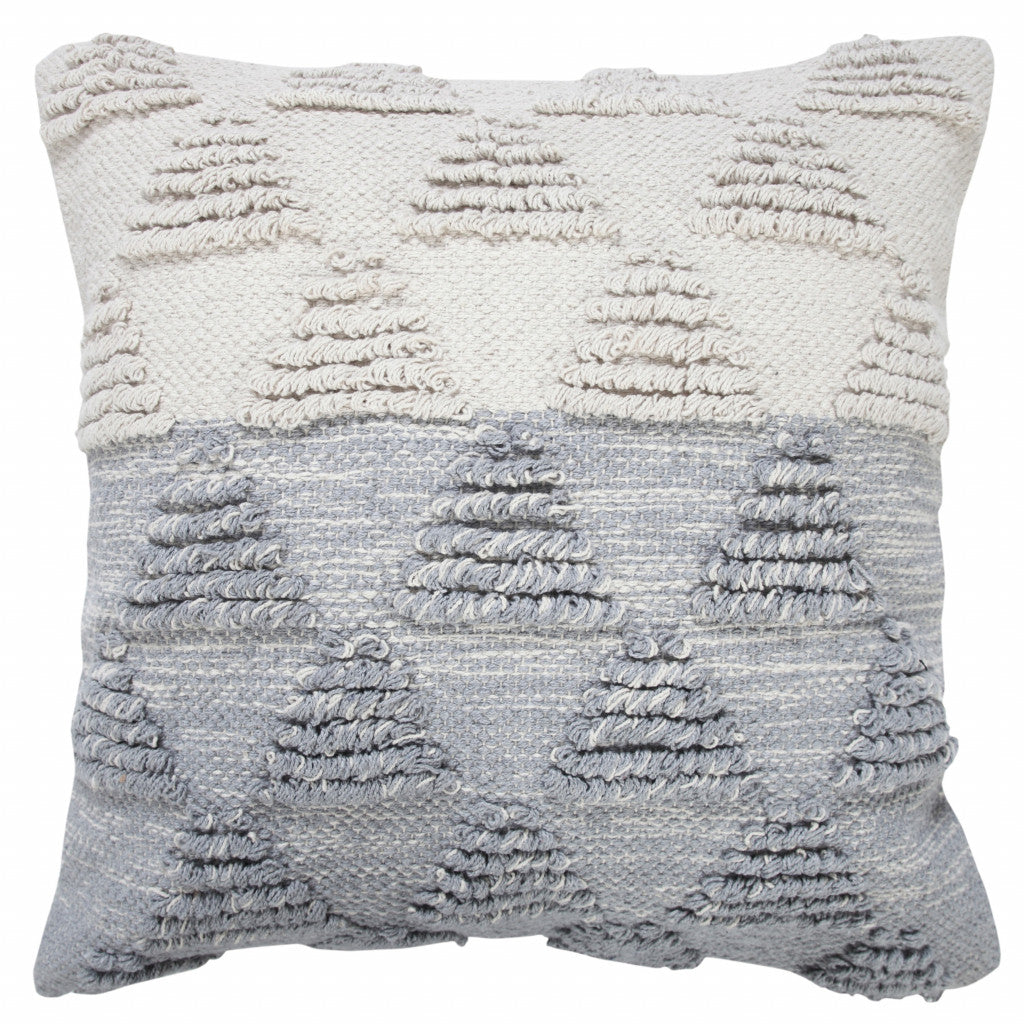 20" X 20" Heathered Gray And Off-White 100% Cotton Geometric Zippered Pillow FurniFindUSA