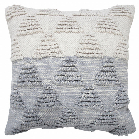 20" X 20" Heathered Gray And Off-White 100% Cotton Geometric Zippered Pillow FurniFindUSA
