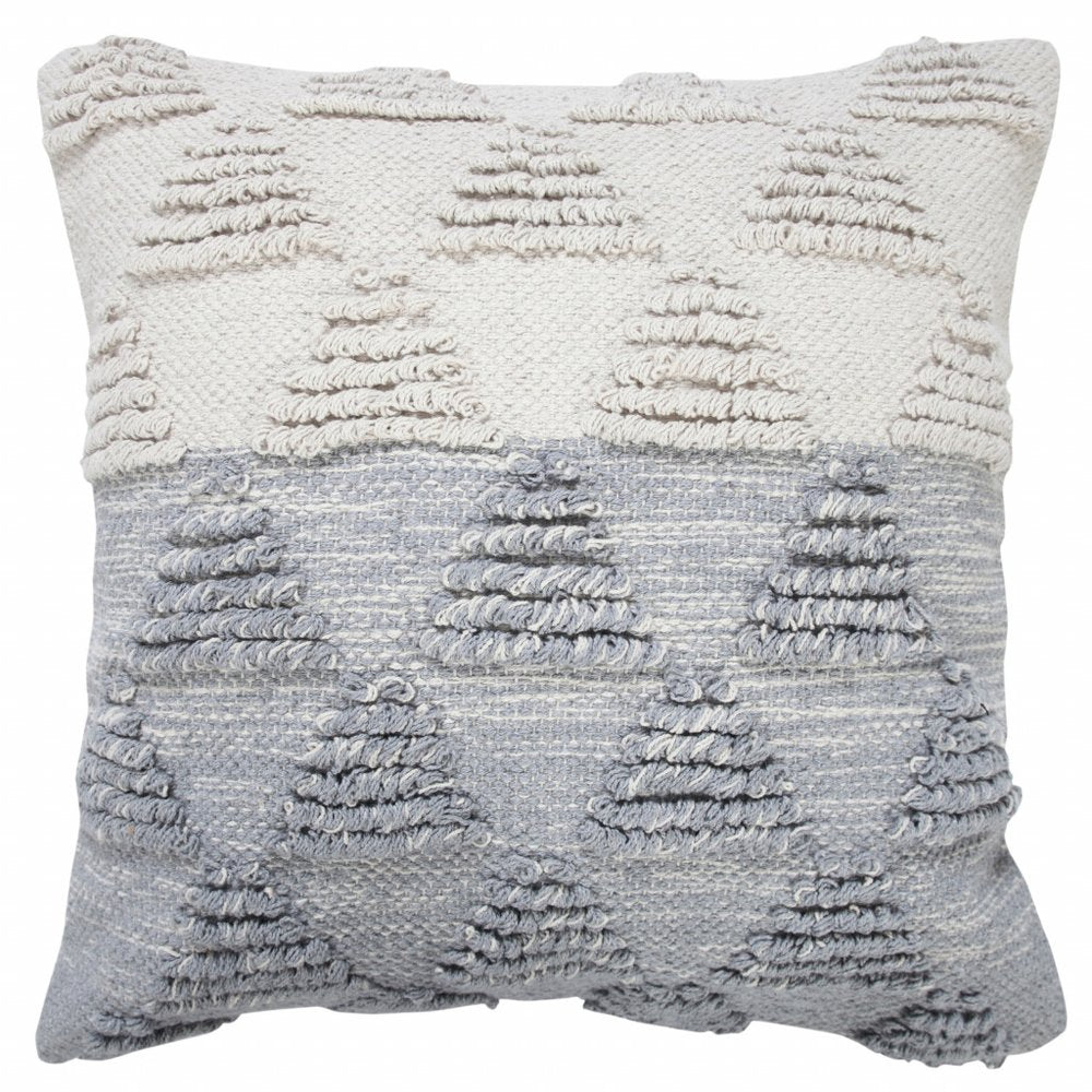 20" X 20" Heathered Gray And Off-White 100% Cotton Geometric Zippered Pillow HomeRoots