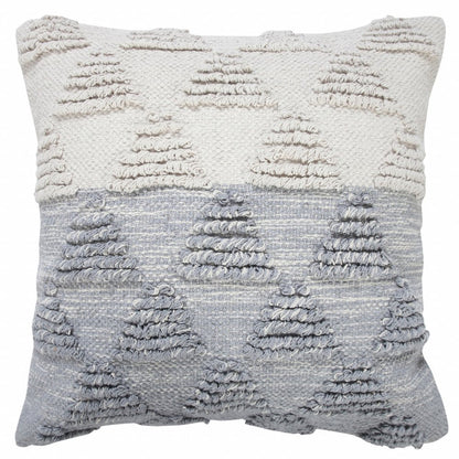 20" X 20" Heathered Gray And Off-White 100% Cotton Geometric Zippered Pillow HomeRoots