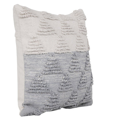 20" X 20" Heathered Gray And Off-White 100% Cotton Geometric Zippered Pillow HomeRoots