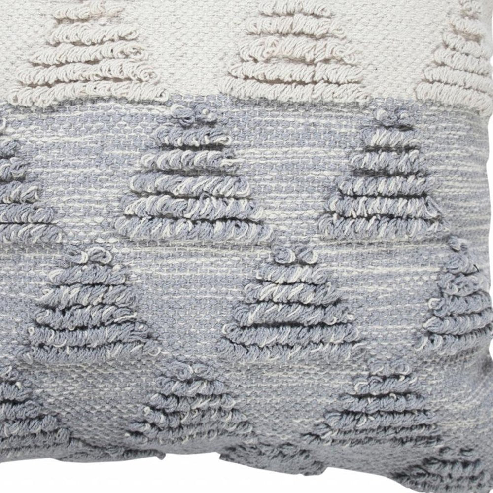 20" X 20" Heathered Gray And Off-White 100% Cotton Geometric Zippered Pillow HomeRoots