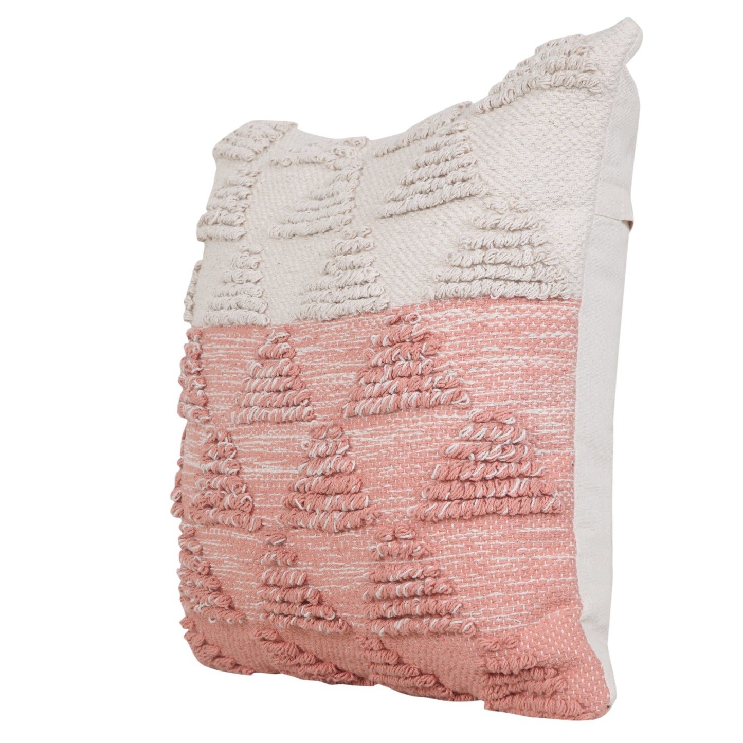 20" X 20" Pink And Off-White 100% Cotton Geometric Zippered Pillow FurniFindUSA