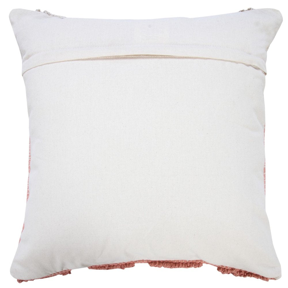 20" Off White And Pink Geometric Cotton Throw Pillow HomeRoots