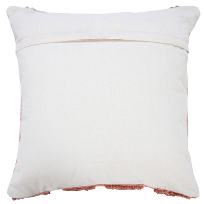 20" Off White And Pink Geometric Cotton Throw Pillow HomeRoots