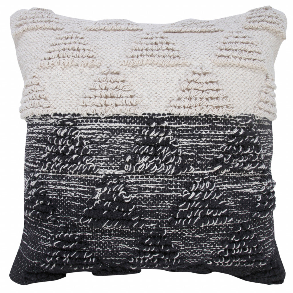 20" X 20" Black And Off-White 100% Cotton Geometric Zippered Pillow 4.0" (L) x 20.0" (W) x 20.0" (H) FurniFindUSA